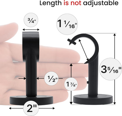Heavy Duty Ceiling Mount Curtain Rod Brackets, Curtain Rod Holders, 2 Pack | Black, Wall & Ceiling Installation, Ceiling Mount Curtain Rod Holders, Low Profile, Fix Length Hardware Set, for 1 in Rods