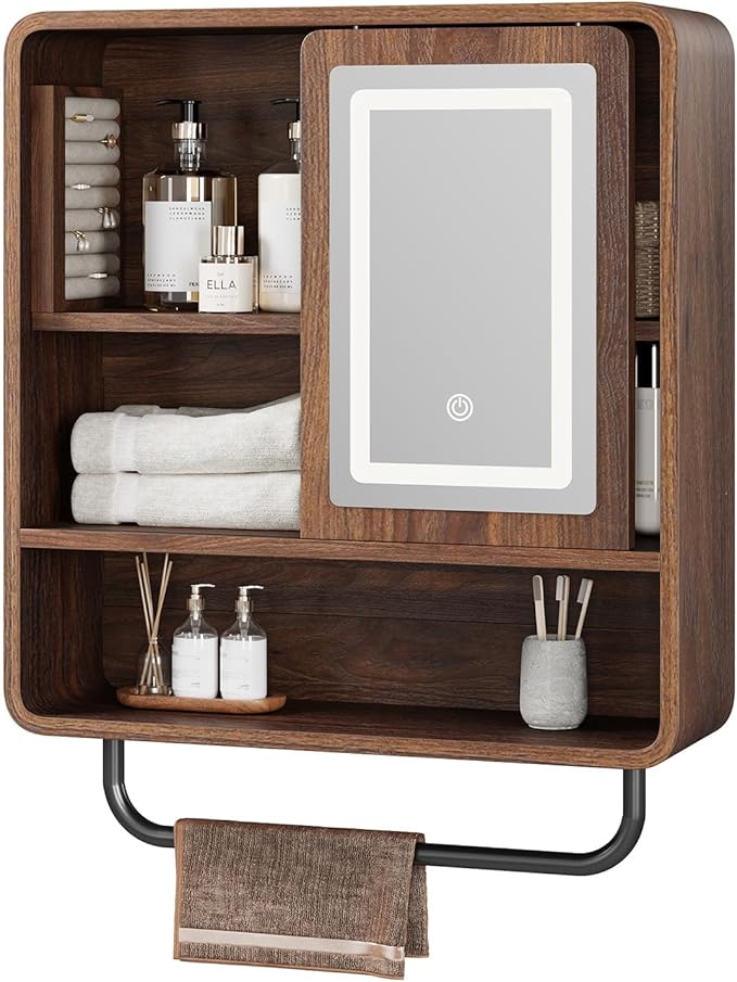 QUW Bathroom Wall Cabinet with Sliding Mirror Door, Modern Medicine Cabinet by QUW