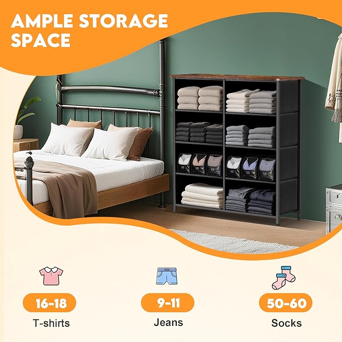 Curved Profile Dresser for Bedroom, Chest of Drawers, 8 Storage Drawers - Image 6
