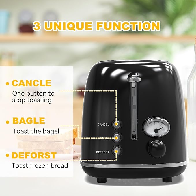 Toaster 2 slice, Retro Stainless Steel Toaster - Image 4