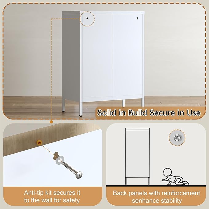 Metal Storage Cabinet with Drawer and Adjustable Shelf, 35.4" H Coffee Bar - Image 6