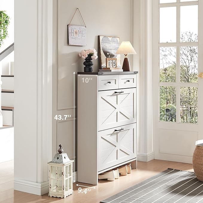 Shoe Storage Cabinet, Farmhouse Shoe Organizer - Image 5