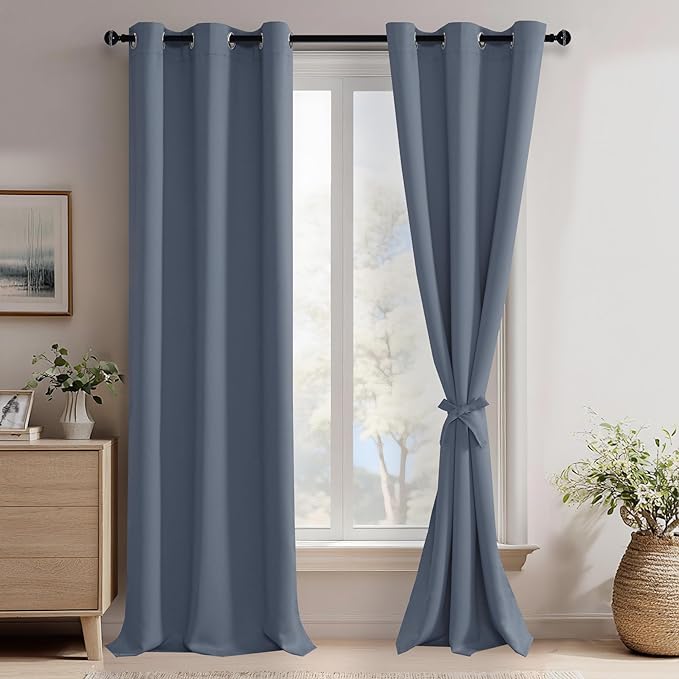JIUZHEN Dusty Blue Blackout Curtains by JIUZHEN