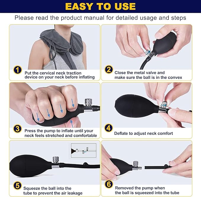 Cervical Traction Device for Neck Pain Relief, Adjustable Inflatable Neck - Image 6
