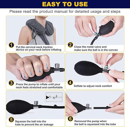 Cervical Traction Device for Neck Pain Relief, Adjustable Inflatable Neck - Image 6