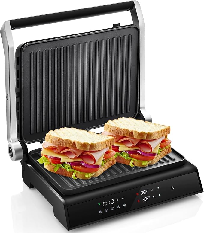 COSTWAY Electric Panini Press Grill, 1200W Gourmet Sandwich Maker w/Non-Stick by COSTWAY