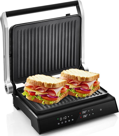 COSTWAY Electric Panini Press Grill, 1200W Gourmet Sandwich Maker w/Non-Stick by COSTWAY