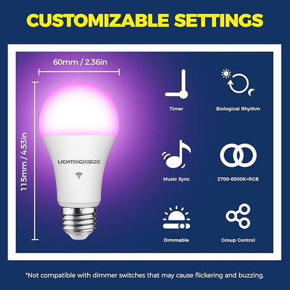 Lightinginside Smart Light Bulbs 100W Equiv., 1350LM 11W Smart Bulb Works - Image 6
