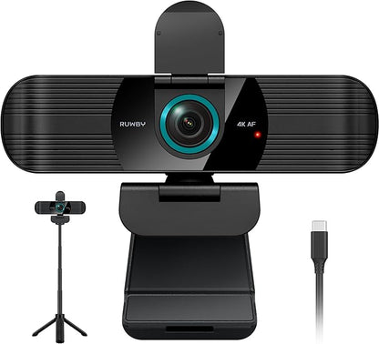 RUWBY UHD 4K Webcam with Built-in Dual Mics, Wide-Angle Lens, Privacy Cover by Unknown