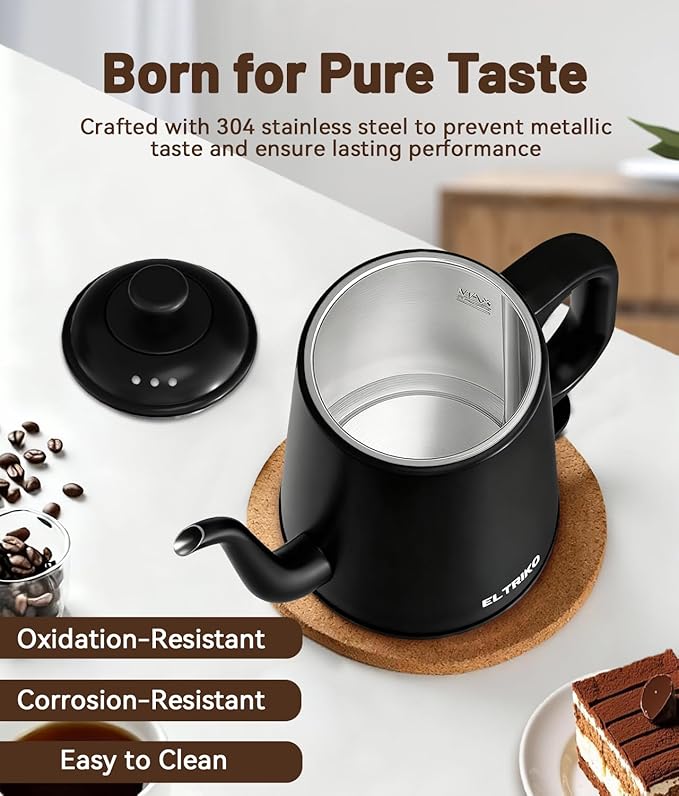 Gooseneck Electric Kettle, 1L Water Boiler, Pour Over Coffee & Tea, 1000W Fast - Image 5