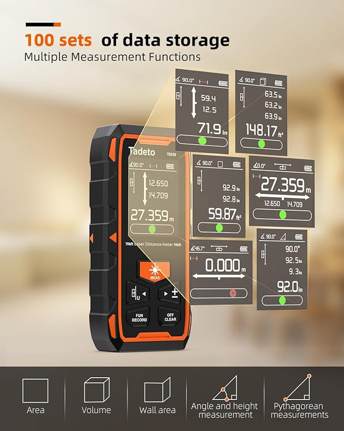 Tadeto Dual Laser Measuring Tool, 393FT/120M Bilateral Laser Measurement Tool - Image 4