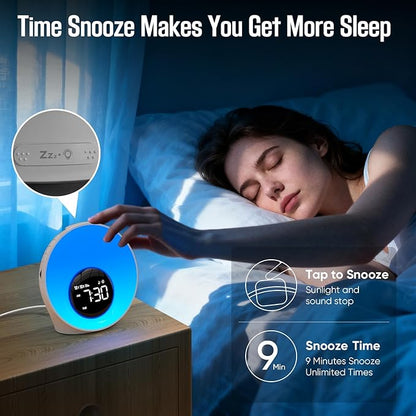 Wake Up Light Sunrise Alarm Clock, Night Lights, Dual Alarms, Bedside Lamp - Image 5