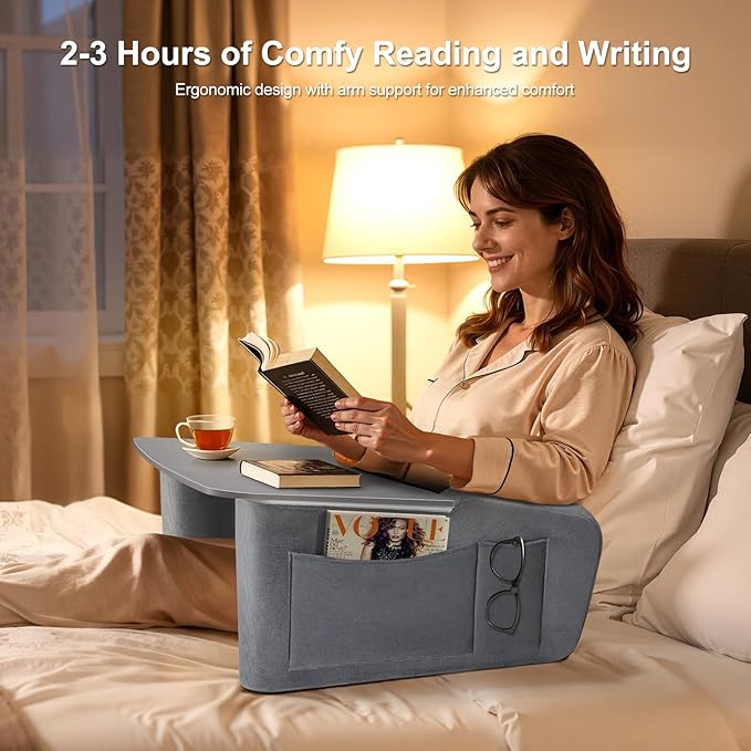 Reading Pillow for Gaming with Ergonomic Arm Rests, Wooden Lap Desk for Laptop - Image 2