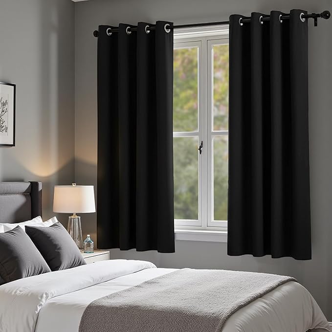 KOUFALL Black Out Curtains 63 Inch Long, 52x63 Length Grommet Blackout Room by KOUFALL