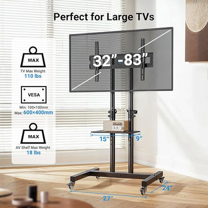 PERLESMITH Rolling TV Stand on Wheels - Image 3