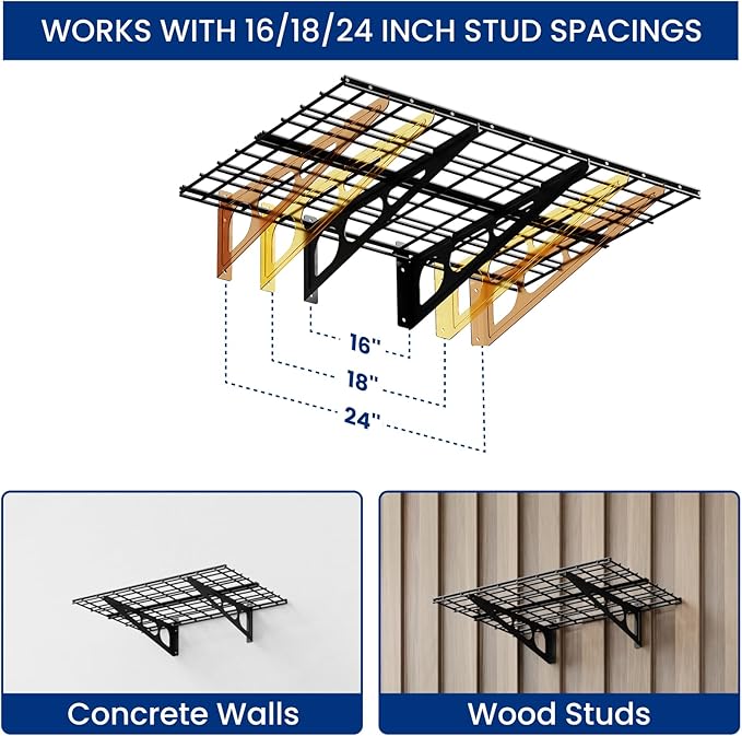 FLEXIMOUNTS 2x6ft Garage Shelving Wall-Mounted, Holds Up to 400 lbs, Garage - Image 6