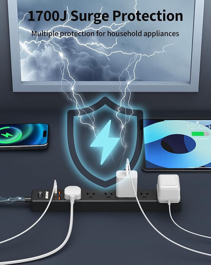 2 Pack Power Strip Surge Protector - Image 6