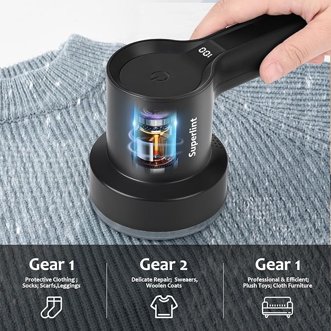 SUPER LINT Electric Fabric Shaver Electrostatic Brush, LED Display, - Image 2