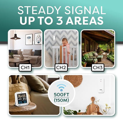 OBET Indoor Outdoor Thermometer Wireless Weather Station Temperature and - Image 2