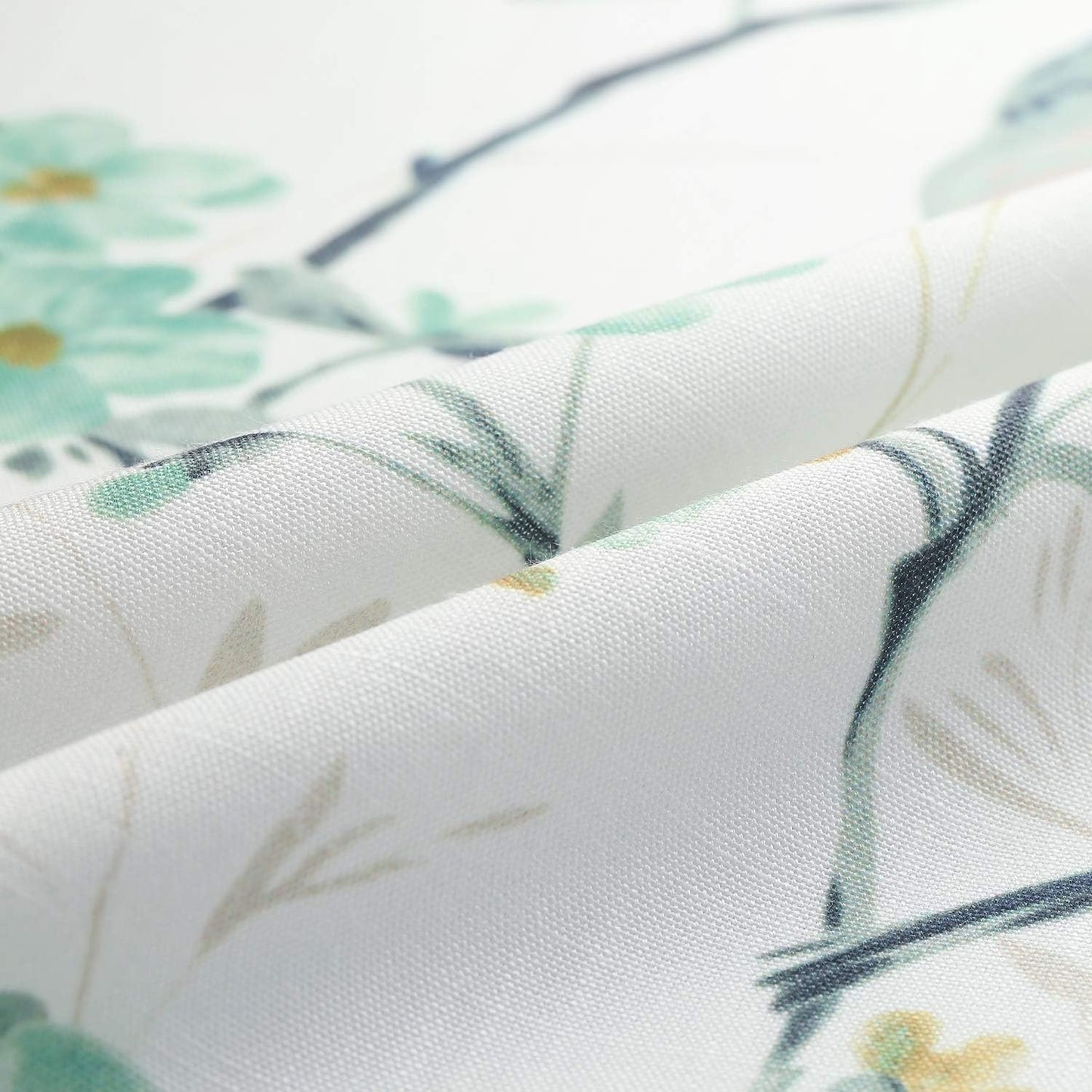 Green Birds Floral Printed Kitchen Tier Curtains, 30 x 36, 2 Panels | Soft Thick Fabric, Easy to Hang Rod Pocket Design, Country Style Short Curtains for Small Window