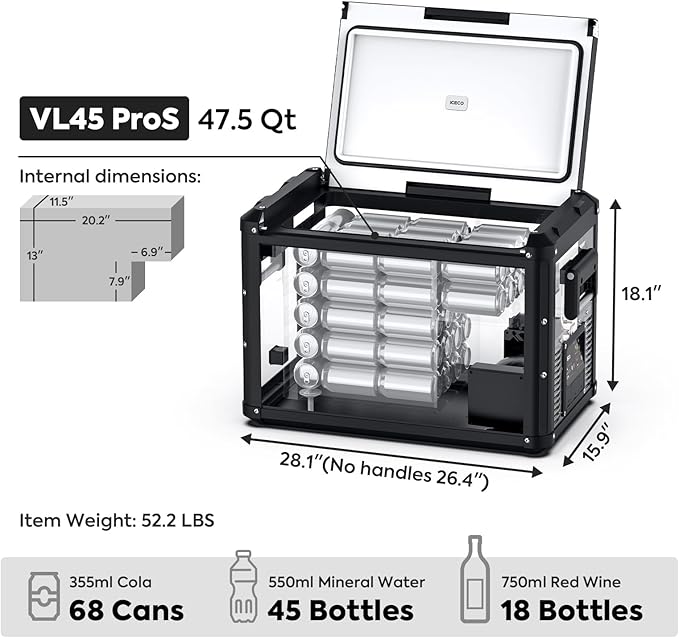 ICECO VL45 ProS Portable Refrigerator, Dual USB & DC 12/24V, AC 110-240V - Image 3