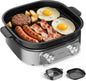 6-Quart Electric Skillet with Grill | Non-Stick PFOA-Free Ceramic-Coated Pot by AUTUCU