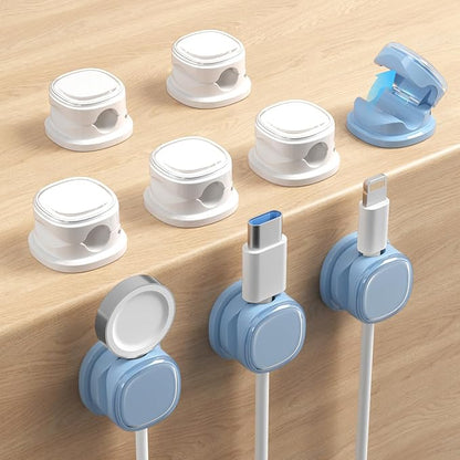 9 Pack Cord Organizer, Spring Cable Management, Adhesive Cute Cable Holder Clips by Funtin