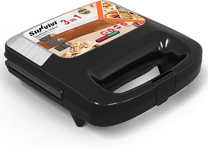 Sunvivi 3 in 1 Electric Sandwich Maker: Panini Press Grill and Waffle Iron Set by WeGetLife