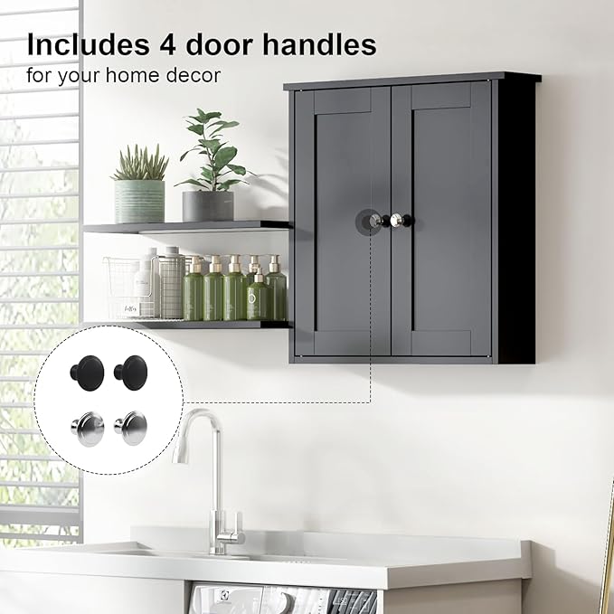 Black Bathroom Wall Cabinet, Medicine Cabinet Over Toilet, Bathroom Cabinet - Image 6