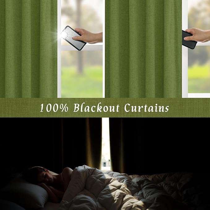 LAMIT 100% Blackout Linen Curtains - Image 4