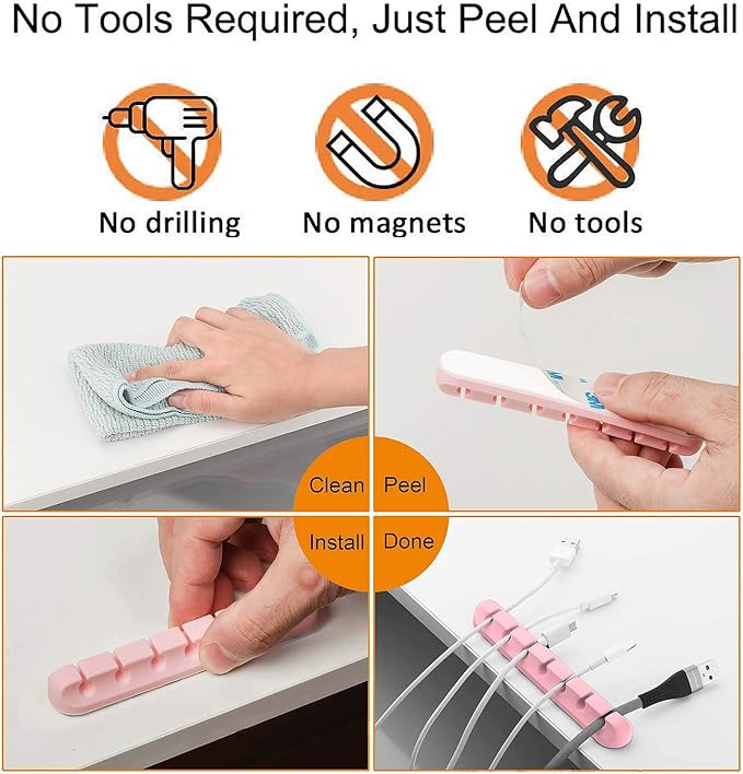 Cord Holder Cable Organizer Clips – Self Adhesive Cord Organizer - Image 5