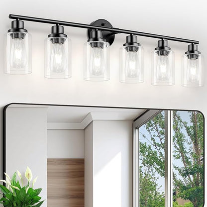Guliaofo 6-Light E26 Black Bathroom Vanity Lights, Modern Bathroom Light - Image 7