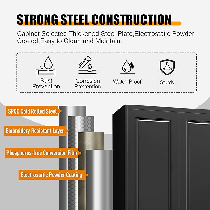 75" Tall Metal Storage Cabinet, Kitchen Pantry Storage Cabinets - Image 7