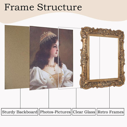 Antique Picture Frames 4x6 Vintage Victorian Ornate Picture Frames with Front Glass Wall Mount and Tabletop Baroque Home Decor Retro Gallery Wall Decor,1 Pack,Bronze
