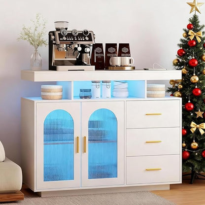 40" LED Buffet Cabinet with Charging Station, Auto Sensor Kitchen Storage by MDGC