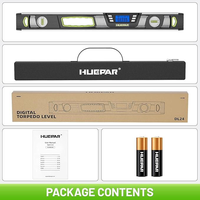 Huepar 24-Inch Digital Level, Professional Magnetic Electronic Torpedo Level - Image 9