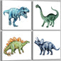 Dinosaur Wall Art for Boys Room Decor - 10" x 10" Set of 4 Dinosaur Canvas Art Watercolor Prints, Retro Nursery Wall Decor for Toddler Bedroom Playroom, Watercolor Dino Pictures Ready to Hang