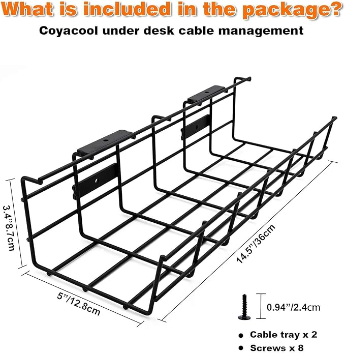 Under Desk Cable Management- 4 Pack Cord Organizer. Metal Wire Cable Management - Image 5