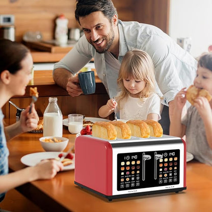 4 Slice Toaster Touch Screen, Stainless Steel Toasters Digital Timer, Dual - Image 9