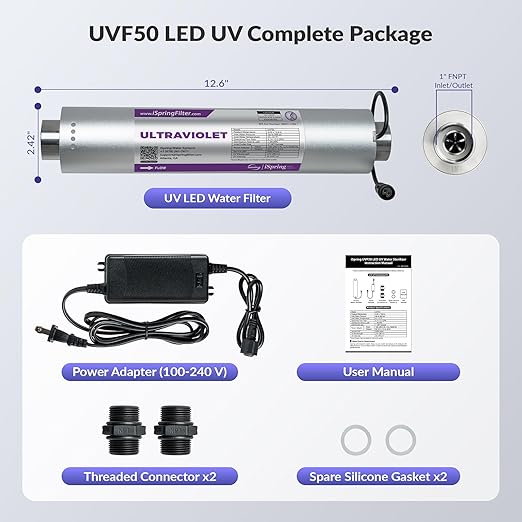 iSpring UVF50 LED UV Water Filter System, Whole House Ultraviolet Water - Image 7