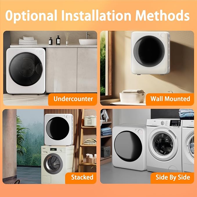 1.5 Cu.Ft Portable Clothes Dryer, 800W Fast Drying Front Load Laundry Dryer - Image 7