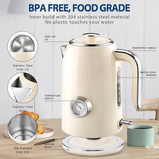 PUKOMC Electric Kettle, 1.7L Stainless Steel Tea Kettle - Image 2