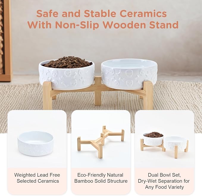 SPUNKYJUNKY Elevated Dog Bowls Ceramic, 5.1'' Dogs and Cat Food Water Bowls - Image 6