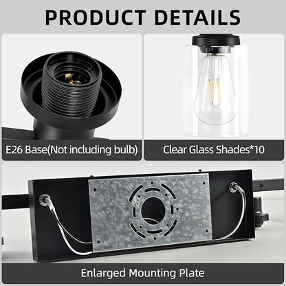DIKAIDA 10 Light Bathroom Vanity Lights Over Mirror, 65.4inch Black Vanity - Image 4