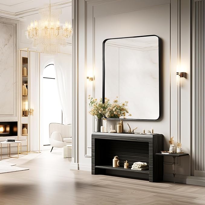 Fabuday Large Black Bathroom Mirror 40x30 Inch - Image 6