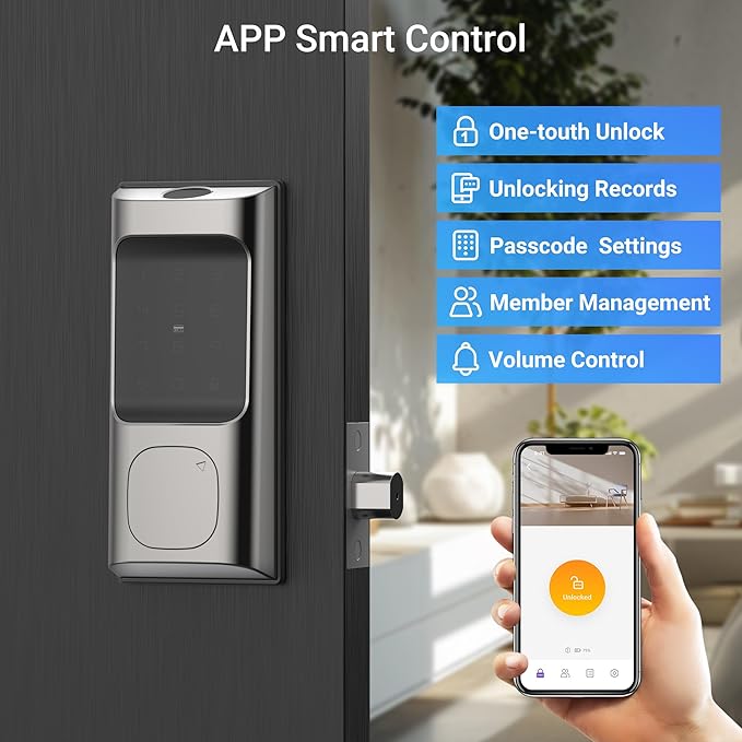 Saulex DB02 Smart Lock, Built-in Wi-Fi, 5-in-1 Keyless Entry Front Door Lock - Image 3