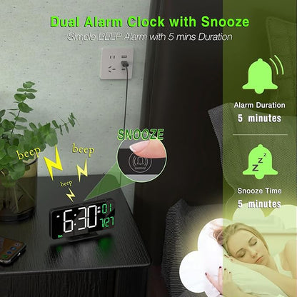KOSUMOSU Digital Clock for Bedroom, 6.7in Black Alarm Clocks for Bedrooms - Image 6