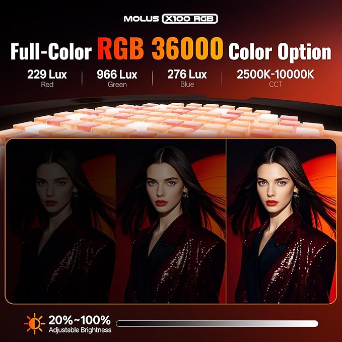 ZHIYUN MOLUS X100 RGB Standard 100W Video Light V2 Upgraded Version - Image 8