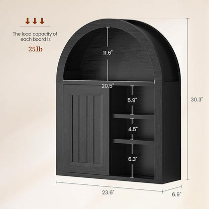 Arched Bathroom Wall Cabinet, 23.6 x 30.3'' Over The Toilet Cabinet - Image 2