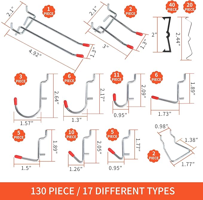 130PCS Pegboard Hooks Assortment - Image 2
